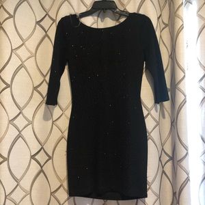 Black mini swoop back dress with sparkles
